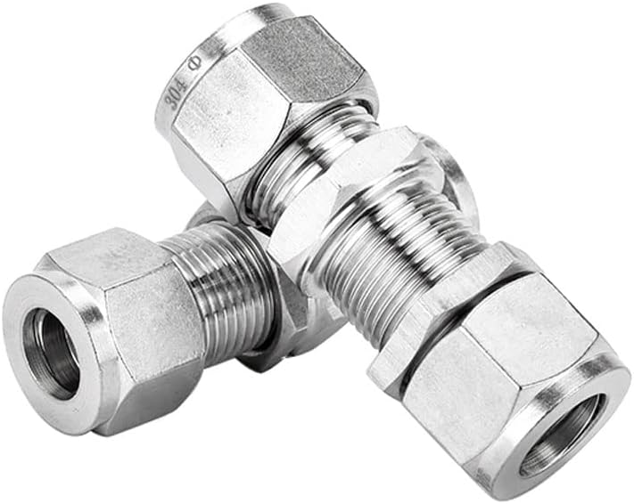 304 Stainless Steel Compression Tube Fitting, Bulkhead Union, 1/2" OD x 1/2" OD, Pack of 2